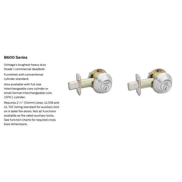 Schlage B662 Cylinder, Primus, 1-3/8 - 2 Inch Thick Door