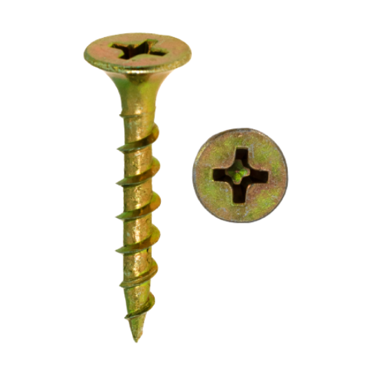 Minerallac Drywall Screws with Bugle Head, Coarse Thread, Phillips Drive, Yellow Zinc Plated Steel, 100 Pack