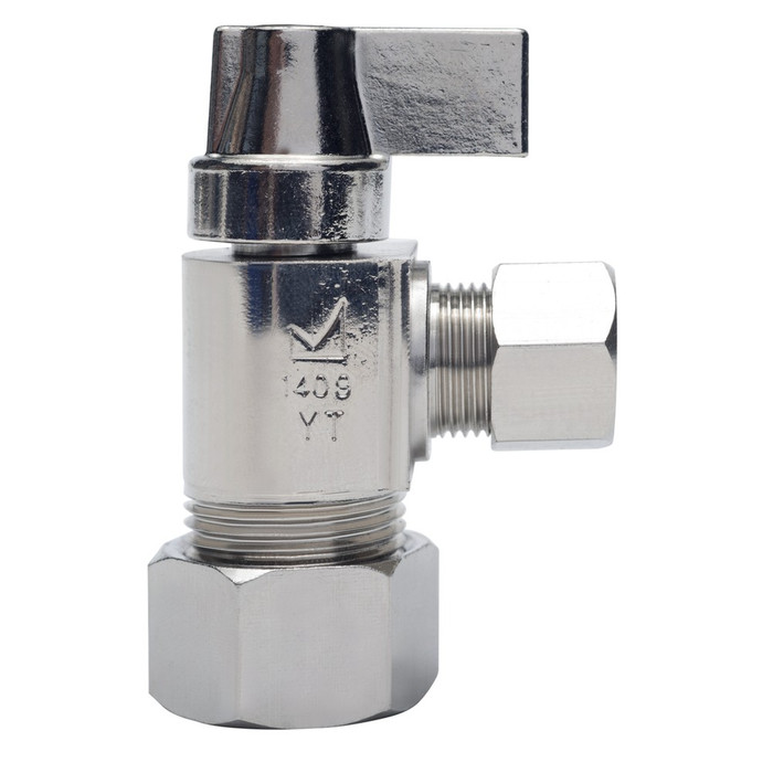 Sioux Chief 130-G2C1C No-Lead 1/4-Turn Angle Stop, 5/8" x 3/8" Compression, Chrome