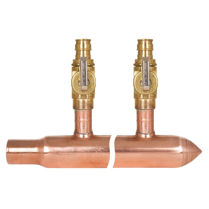 Sioux Chief 672WV0830 1" Copper Manifold with 8 Valved 1/2" Outlets, Closed End