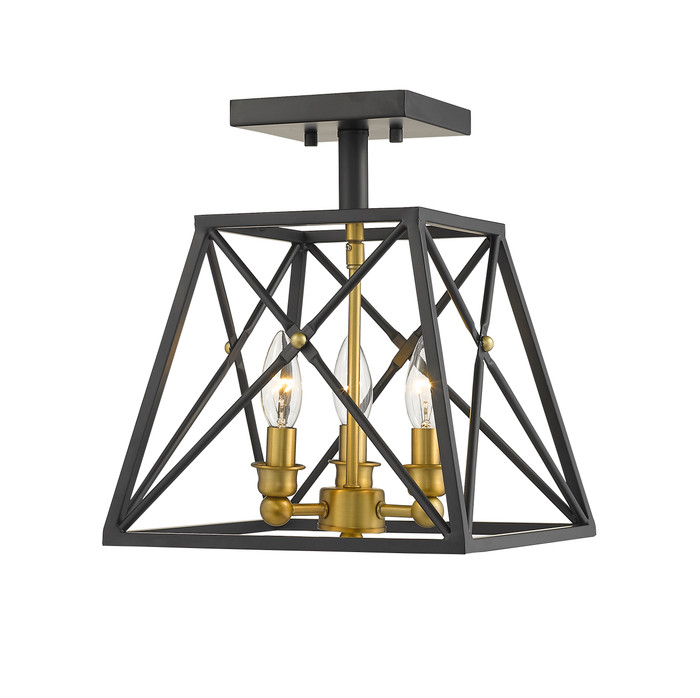 Z-Lite 447SF-MB-OBR Trestle 3-Light Semi Flush Mount