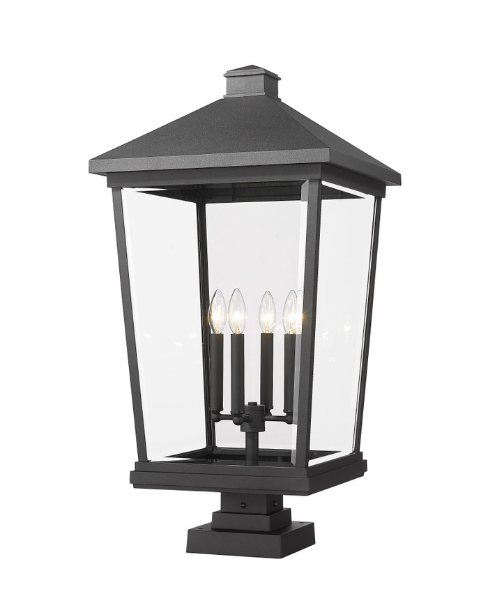 Z-Lite 568PHXXLS-SQPM-BK Beacon 4-Light Outdoor Pier Mounted Fixture