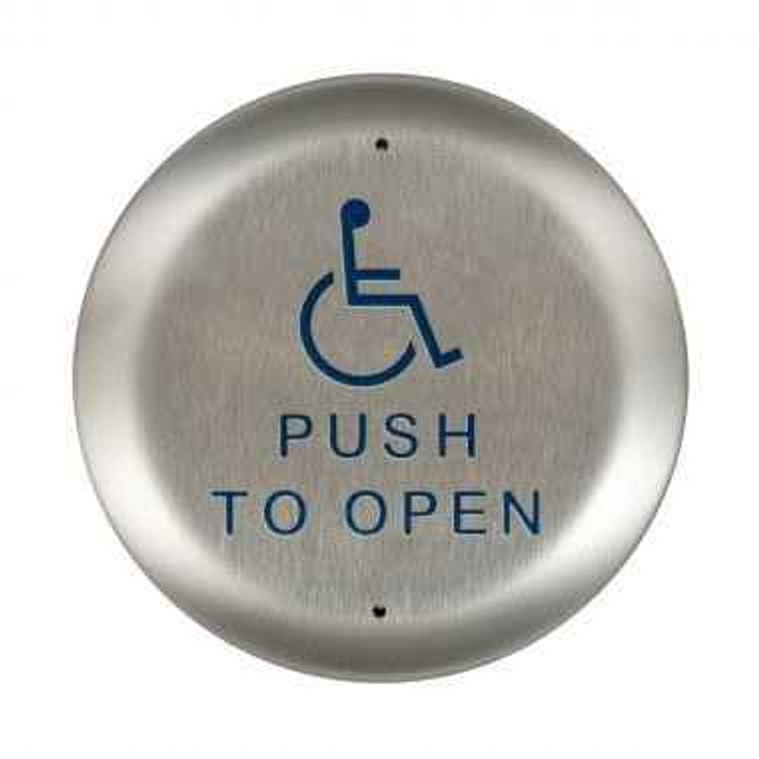 LCN LCN 8310-856T 4-1/2" Round, Stainless Steel Hardwired Surface And Flush Mount Actuator with Handicap Symbol and Text LCN-8310-856T