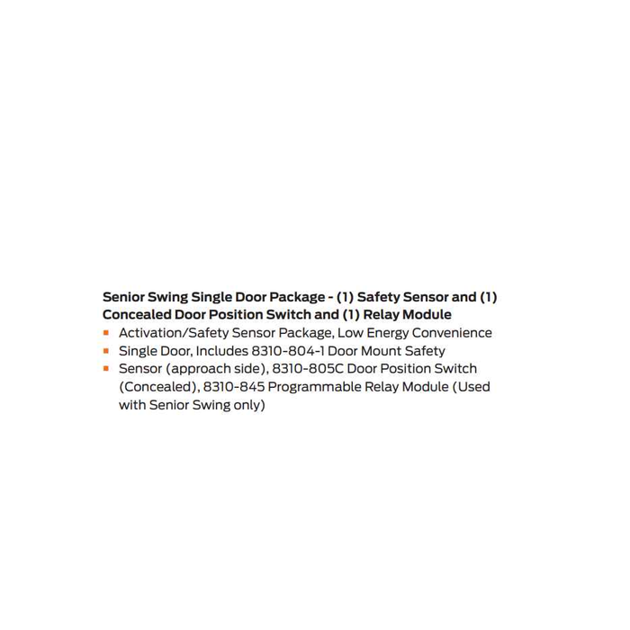LCN 8310-3883 Senior Swing Single Door Automation Package with Touchless Safety Sensor and Door Position Switch