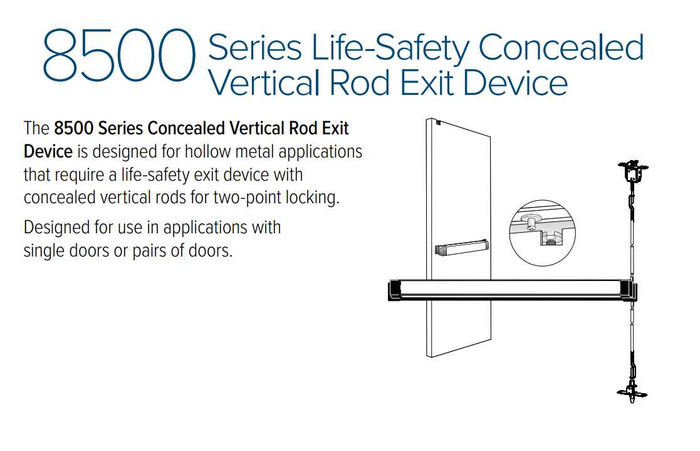 Adams Rite 8500 Series (Life-Safety) Concealed Vertical Rod Exit Device ...