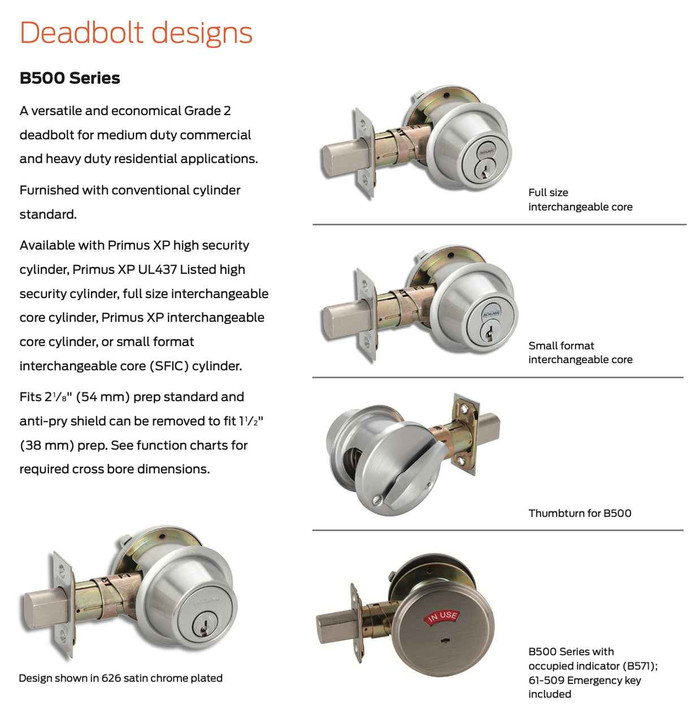 Schlage Schlage B560F - Fire Rated Single Cylinder Deadbolt SCH-B560F-UL-KEYED