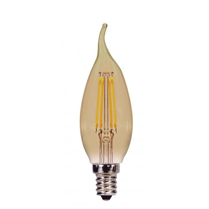 Satco Lighting SAT-S9987 3.5 Watt Flame CFA LED - Amber - Candelabra base - 2000K - 300 Lumens - 120 Volt