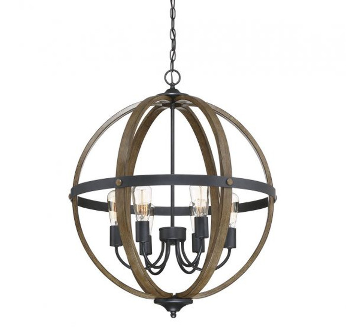 Savoy House Meridian M70034WB 6-Light Pendant in Wood with Black