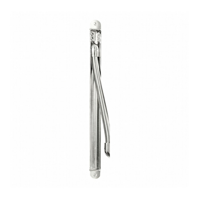 Securitron EPT Electrical Power Transfer, folded closed position, stainless finish, white background