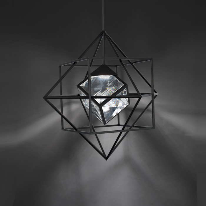 Schonbek Beyond BPD51228 Heracles 28in LED 3000K/3500K/4000K 120V-277V Pendant in Black with Clear Optic Crystal