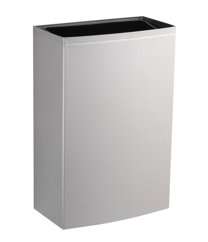 Bobrick B-277 Waste Receptacle, Stainless Steel, 12.75-Gal.