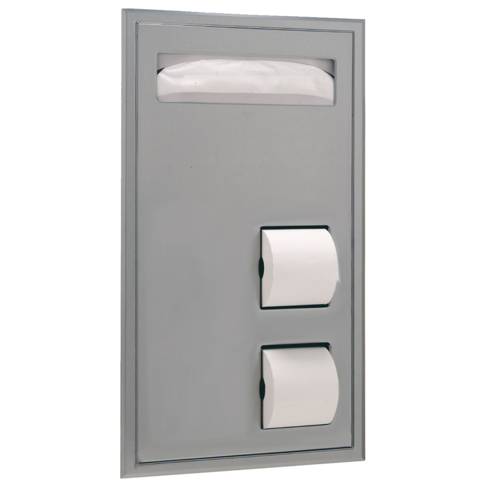 Bobrick B-34715 Partition-Mounted Seat Cover Dispenser Dual-Roll Disp. – Accessible Design