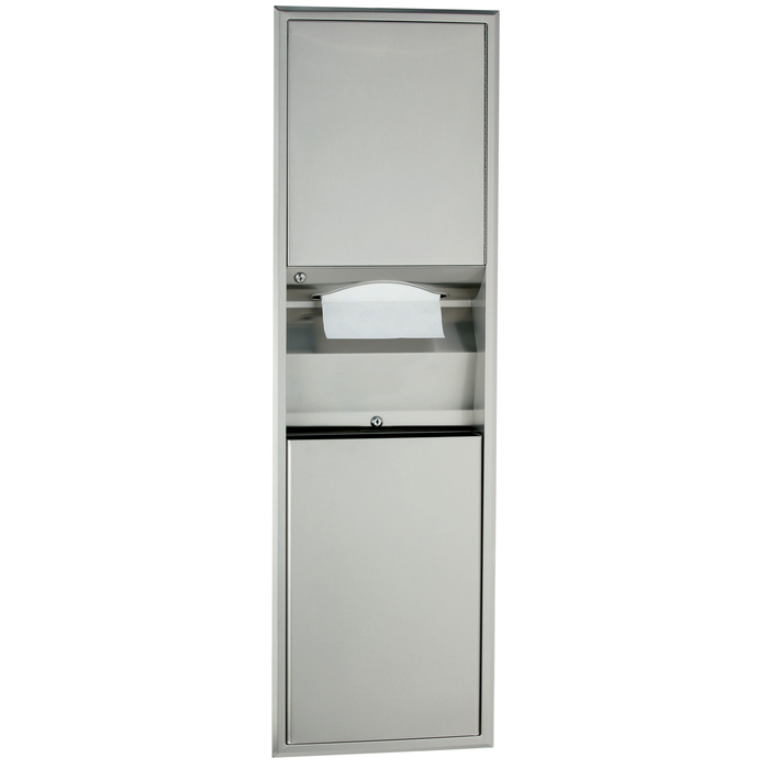 Bobrick B-3940 Recessed Convertible Paper Towel Dispenser/Waste Receptacle