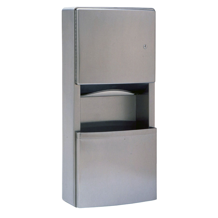 Bobrick B-43699 Surface Mounted Paper Towel Dispenser/Waste Receptacle, 2.6-gal.