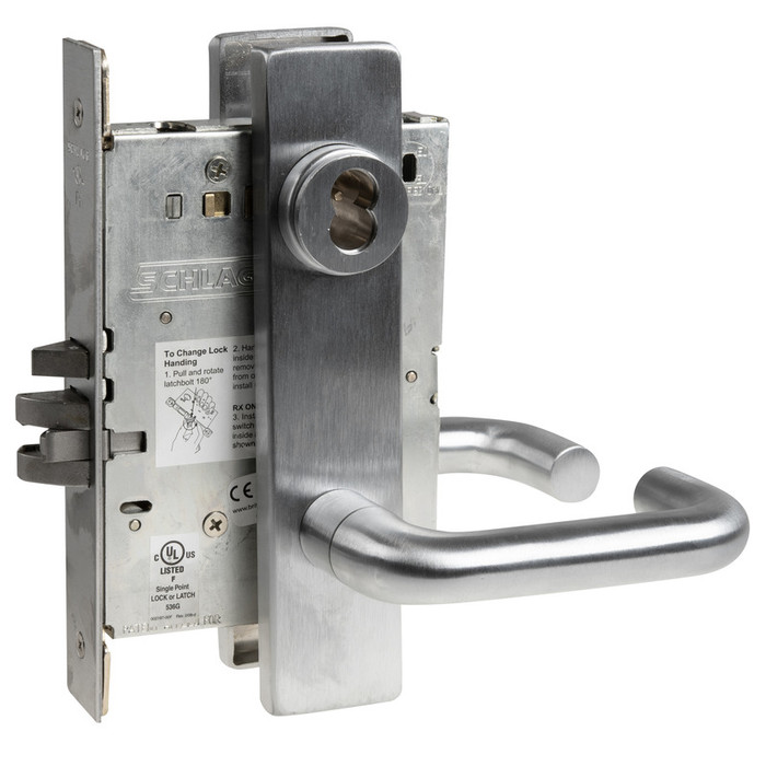 Schlage L9070 - Classroom Mortise 03 Lever Lock - Grade 1 Non-Deadbolt Function Single Cylinder Keyed Lever Lock