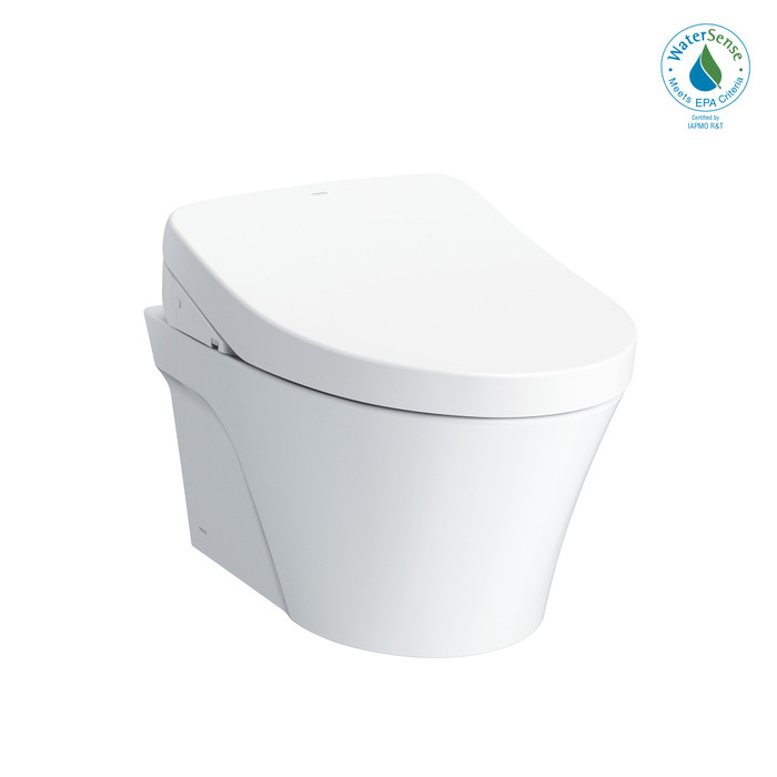 TOTO CWT4263056CMFGA#MS WASHLET+ AP Wall-Hung Elongated Toilet with S550e Bidet Seat and DuoFit In-Wall 0.9 and 1.28 GPF Auto Dual-Flush Tank System Matte Silver