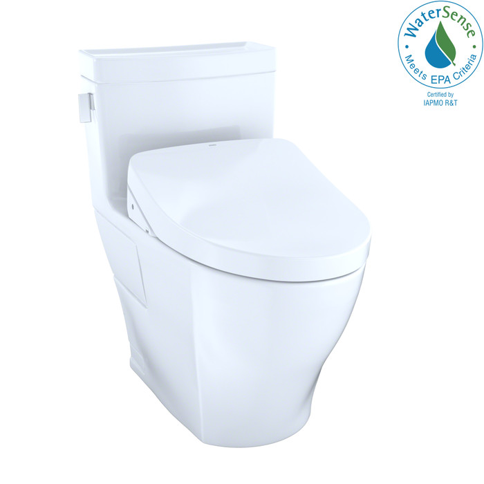 TOTO MW6243046CEFG#01 WASHLET+ Legato One-Piece Elongated 1.28 GPF Toilet and Contemporary WASHLET S500e Bidet Seat