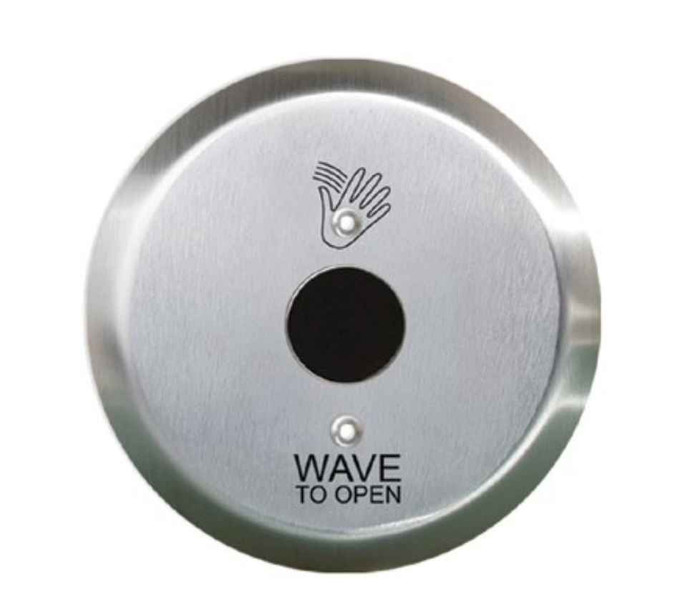 LCN LCN 8310-2340 Round Touchless Actuator, Wave Icon and Text, Battery Powered, Stainless Steel LCN-8310-2340