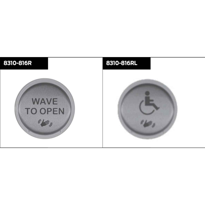 LCN 8310-816RL 7" Round Touchless Actuator with Wheelchair and Wave Icons - Stainless Steel