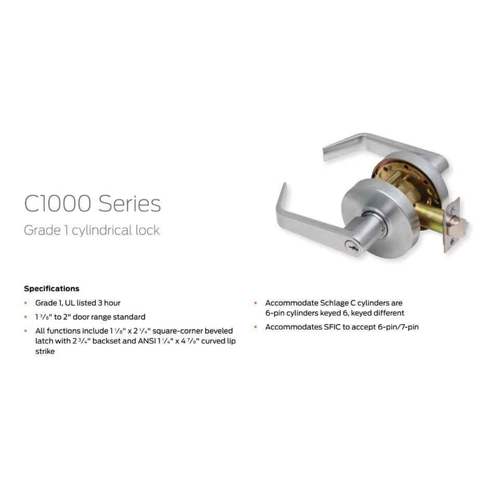Dexter C1000 Series Grade 1 Cylindrical Lock - Asylum (F87)