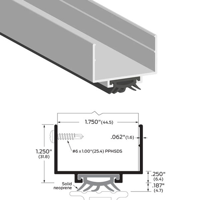 Zero 111 48" Aluminum Door Shoe with Intumescent Seal