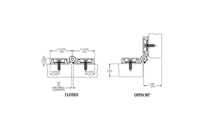 Pemko Markar FS902 Series Spring Loaded Continuous Hinge for Toilet Partitions - 304 Stainless Steel with 80 lb Capacity