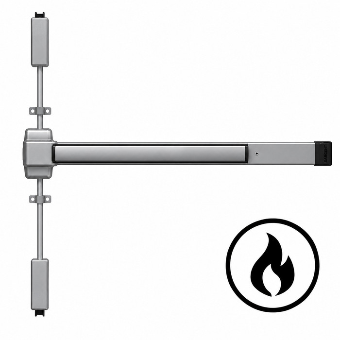 Von Duprin 2227F-4FT Fire Rated 4 ft Wide Stile Surface Vertical Rod Exit Device, Less Dogging
