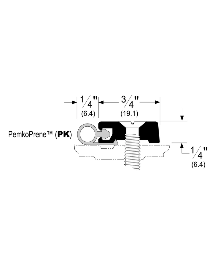 Pemko 1842 Series Aluminum Threshold Stop Strip with Seal Insert - 3/4"; x 1/4";