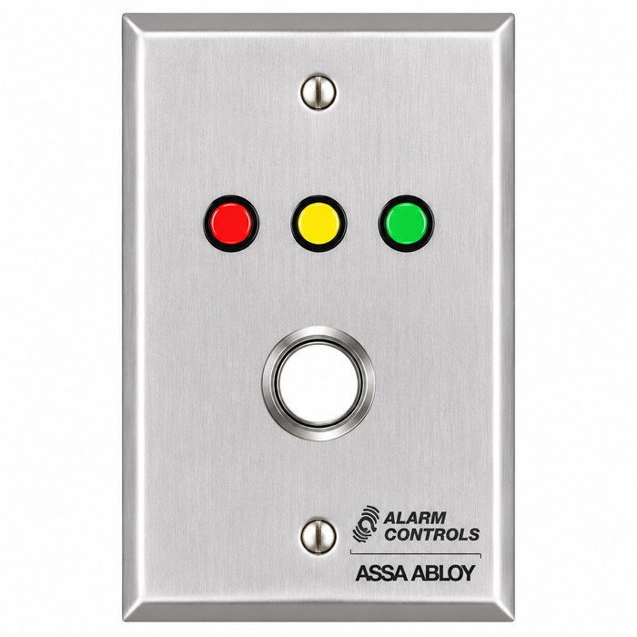 Alarm Controls RP Series - LED Illuminated Remote Plates - RP-33, RP-35 Single Gang, Stainless Steel Wall Plate, Red, Yellow and Green LED