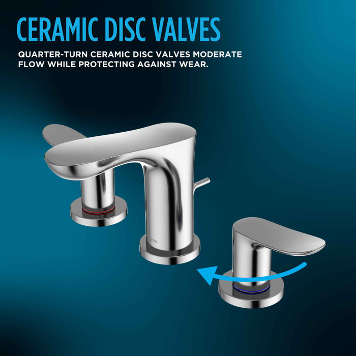 TOTO LB Series Two Handle Widespread 1.2 GPM Bathroom Sink Faucet with Drain Assembly, Polished Chrome - TLS01201U#CP