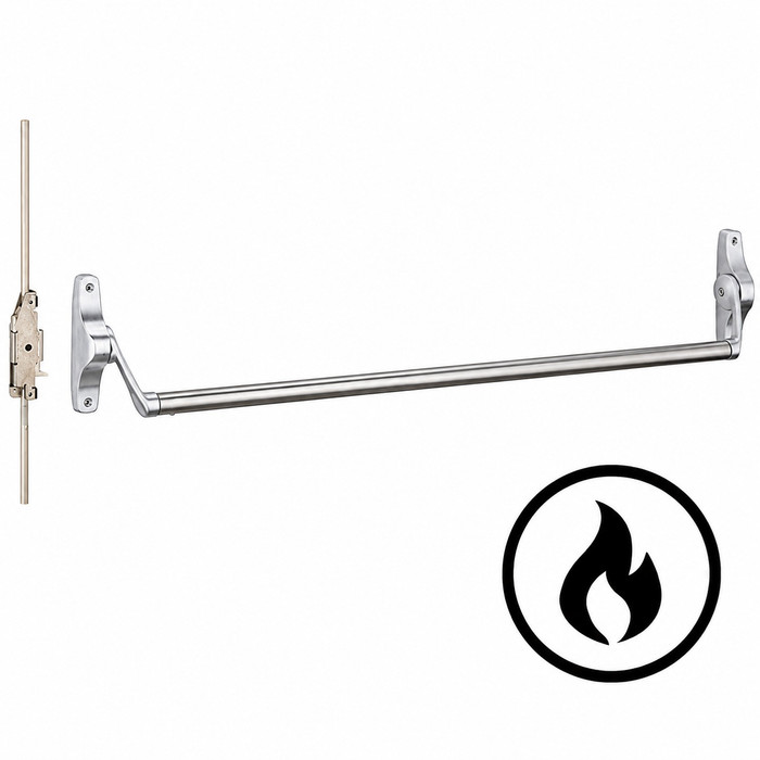 Von Duprin 5547WDC-F-3ft Fire Rated Concealed Vertical Rod Exit Device, Narrow Stile Crossbar, 3ft Wood Door, Less Dogging