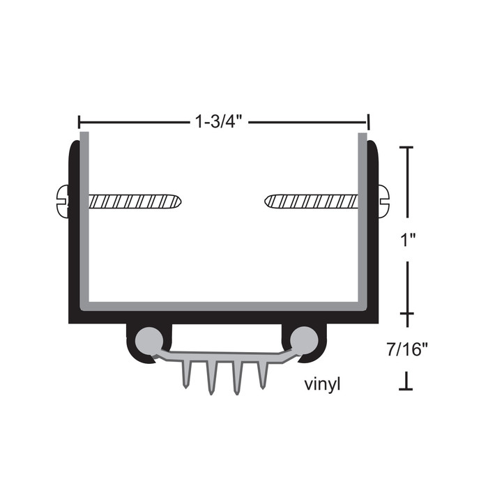 NGP 36VA Finned Vinyl Door Shoe with Mill Aluminum Construction and Stainless Steel Hardware