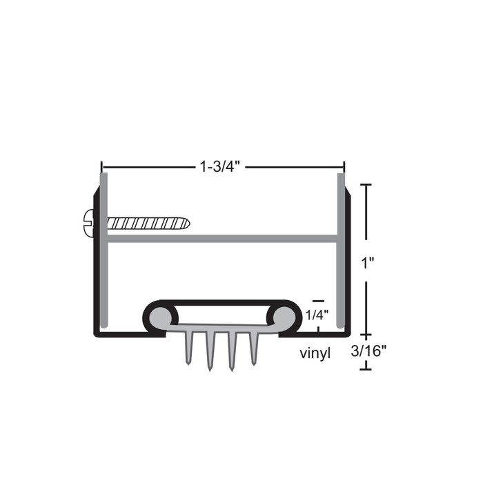 NGP 35EV Finned Vinyl Door Shoe with Mill Aluminum Construction