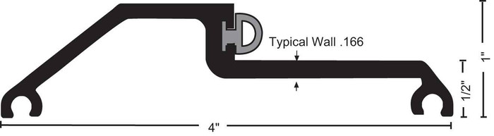 NGP 897V Vinyl Bumper Seal Threshold, 1" x 4"