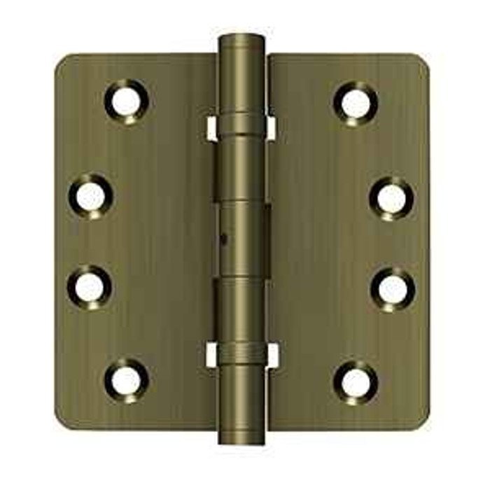 Deltana Deltana DSB4R4NB 4" x 4" x 1/4" Radius Hinges, Ball Bearings, NRP, Solid Brass (Pair) DEL-DSB4R4NB
