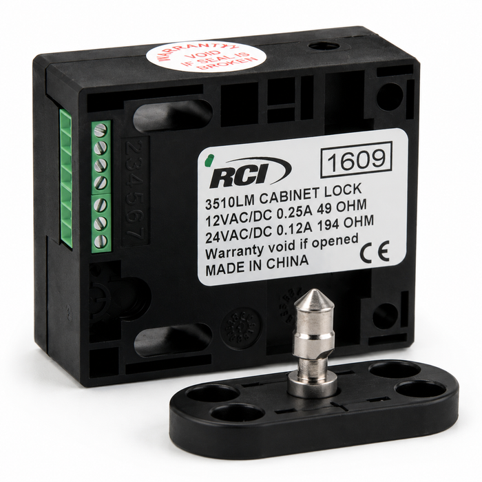 RCI 3510LM Electromechanical Cabinet Lock with Latch Monitor and Field Selectable Fail-Safe/Fail-Secure Operation