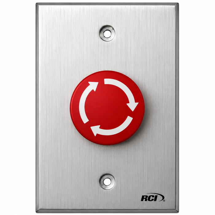 RCI 919 Series Rotary Release Button with Maintained Operation and Satin Aluminum Finish