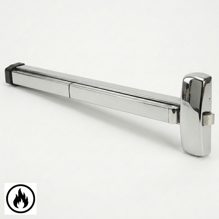Arrow 3880 Series - Fire Rated 30" Grade 1 Rim Exit Bar, Wide Stile Pushpad, Exit Only, Less Dogging