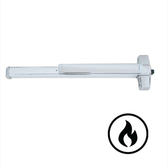 Von Duprin 98F-4FT Fire Rated 4 ft Wide Stile Rim Exit Device, Smooth Case, Less Dogging