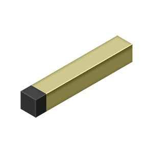 Deltana BDSS40 4" Modern Square Baseboard Bumper, Solid Brass - Brushed Brass finish, isometric view