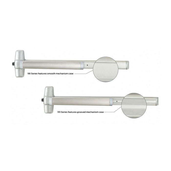 Von Duprin 9848-F Series - Fire Rated 3 ft Smooth Case Wide Stile Concealed Vertical Rod Exit Device, Less Dogging