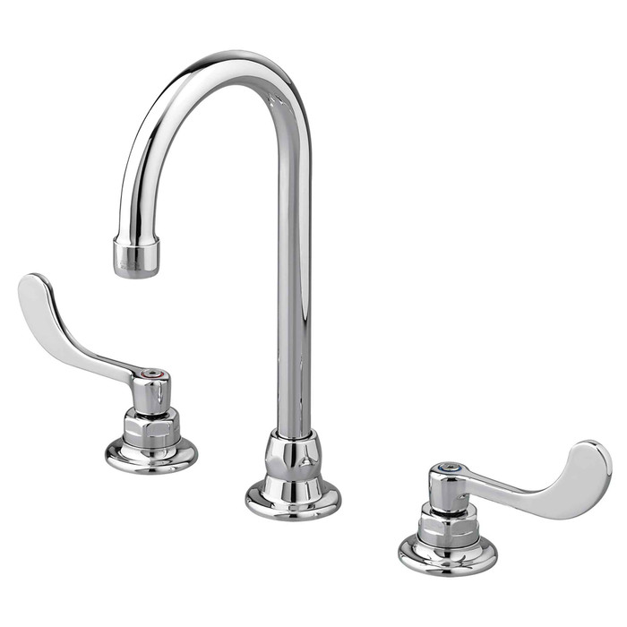 American Standard Monterrey 8-Inch Widespread Gooseneck Faucet With Wrist Blade Handles 1.5 gpm/5.7 Lpm With Flexible Underbody - AMS-6540270