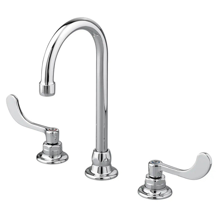 American Standard Monterrey 8-Inch Widespread Gooseneck Faucet With Wrist Blade Handles 0.5 gpm/1.9 Lpm With Flexible Underbody - AMS-6540275