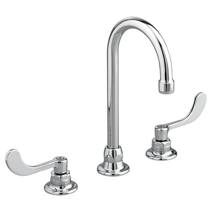 American Standard Monterrey 8-Inch Widespread Gooseneck Faucet With Wrist Blade Handles 1.5 gpm/5.7 Lpm With 3rd Water Inlet - AMS-6540173