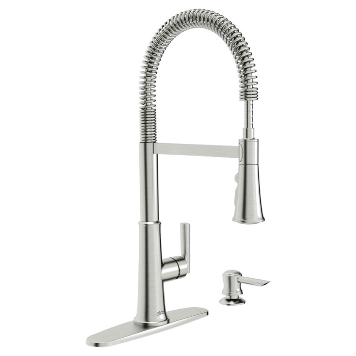 American Standard Gladden Semi-Pro Dual Spray Kitchen Faucet with Deck Plate and Soap Dispenser - AMS-7424351