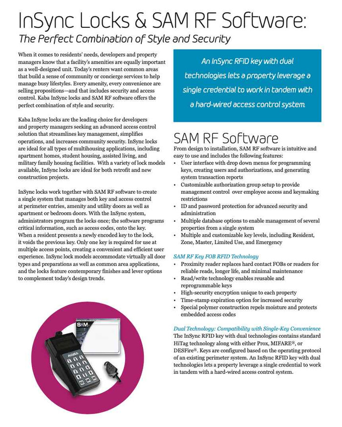 Dormakaba Dormakaba InSync Battery Operated ASM Mortise Lock, Utility Mortise, No Deadbolt, Common, Continental Lever, Left Hand, Satin Chrome RMB220C-26D
