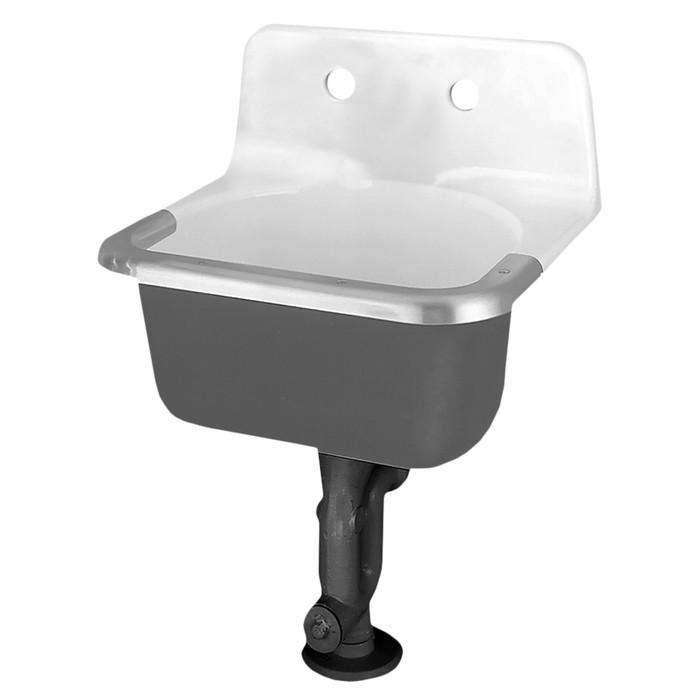 American Standard Lakewell Wall-Hung Cast Iron Service Sink With 8-inch Faucet Holes and Rim Guard - AMS-7692008