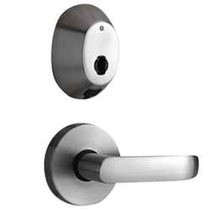 Dormakaba Dormakaba InSync Battery Operated Interconnected Cylindrical Latch and Deadbolt Lock, Unit, Electronic RFID Keys, Gala Lever, Right Hand, Satin Chrome RI5100G-26D