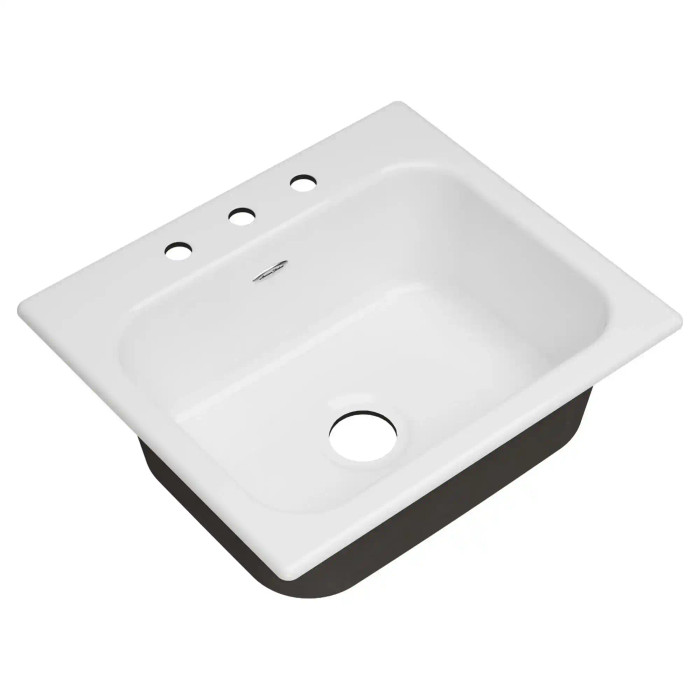 American Standard Quince 25 x 22-Inch Cast Iron 3-Hole Drop-In Single-Bowl Kitchen Sink - AMS-77SB25223
