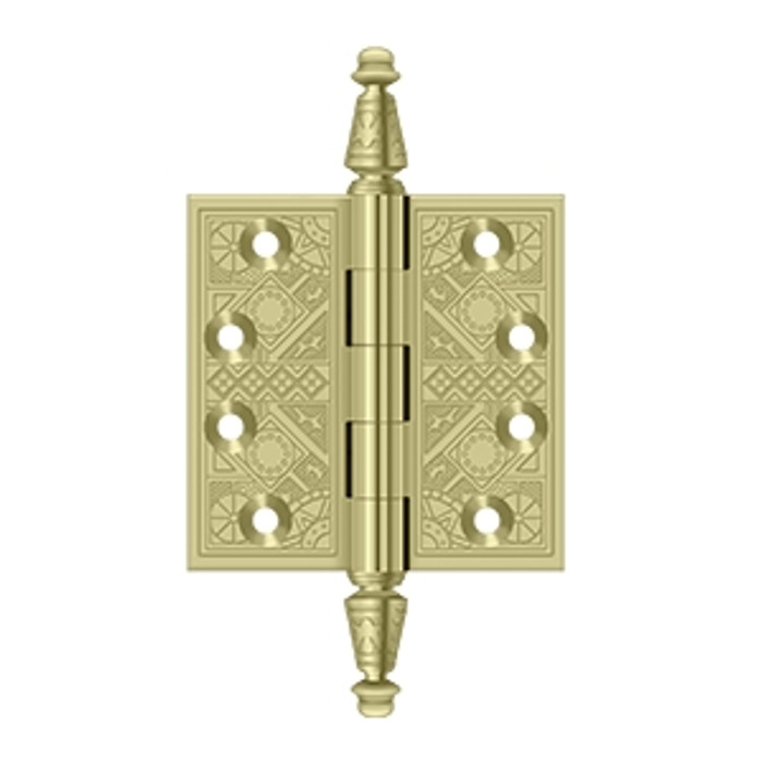 Deltana DSBP35 Ornate Hinge, 3-1/2" x 3-1/2" Square Corners, Solid Brass (Pair)